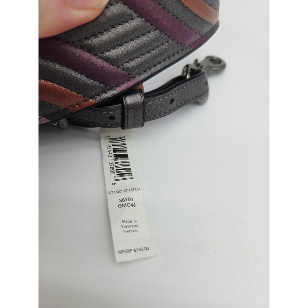 NWT Coach Quilted Novelty Bag Strap 38701 Metallic Graphite Grey Leather NEW - Picture 5 of 5